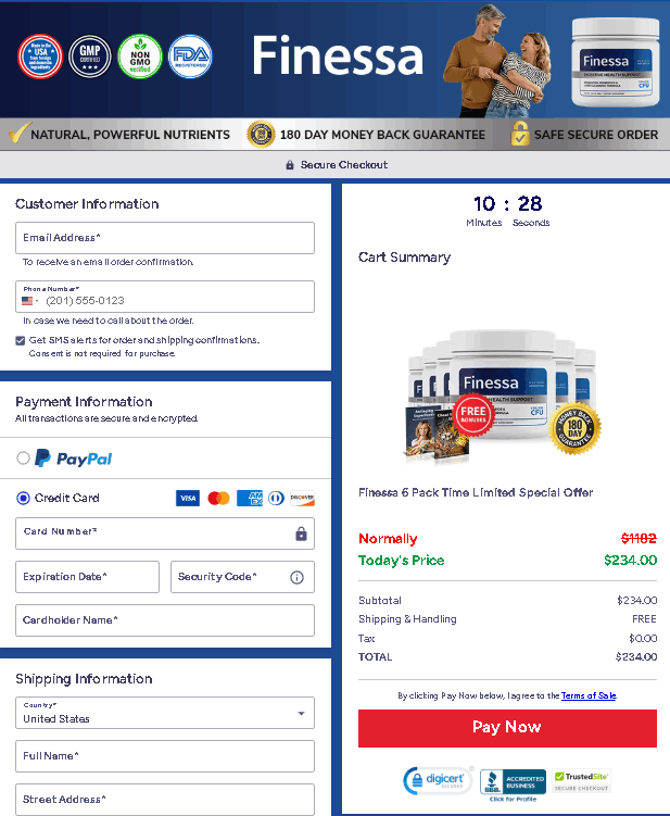 Finessa checkout page